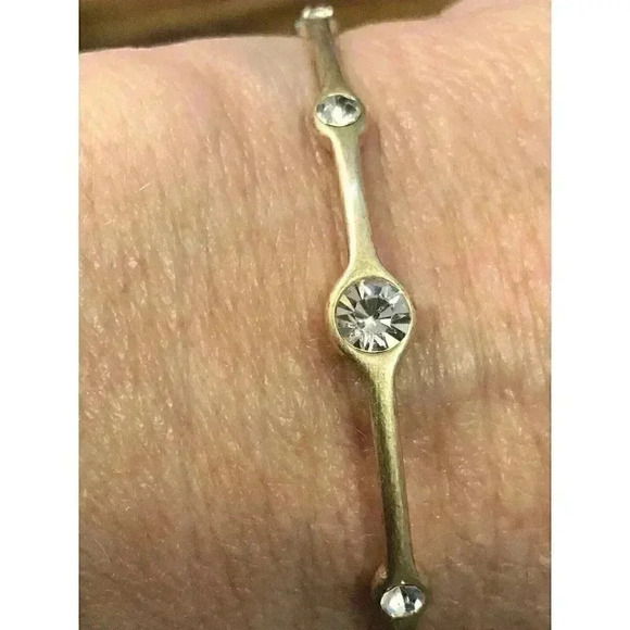 Lia Sophia Gold Tone with Round Inlayed Rhinestone Bangle Bracelet Stackable - Picture 8 of 11